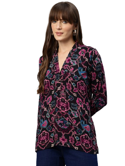 One Femme Women's Ikat Printed Top