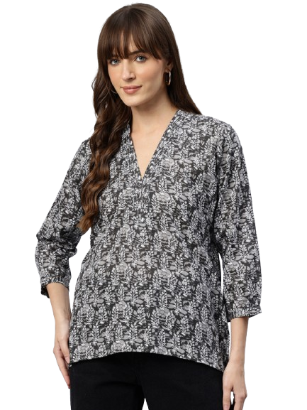 One Femme Women's Ikat Printed Top