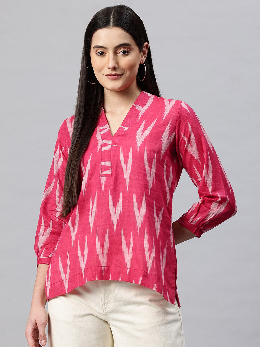 One Femme Women's Ikat Printed Top