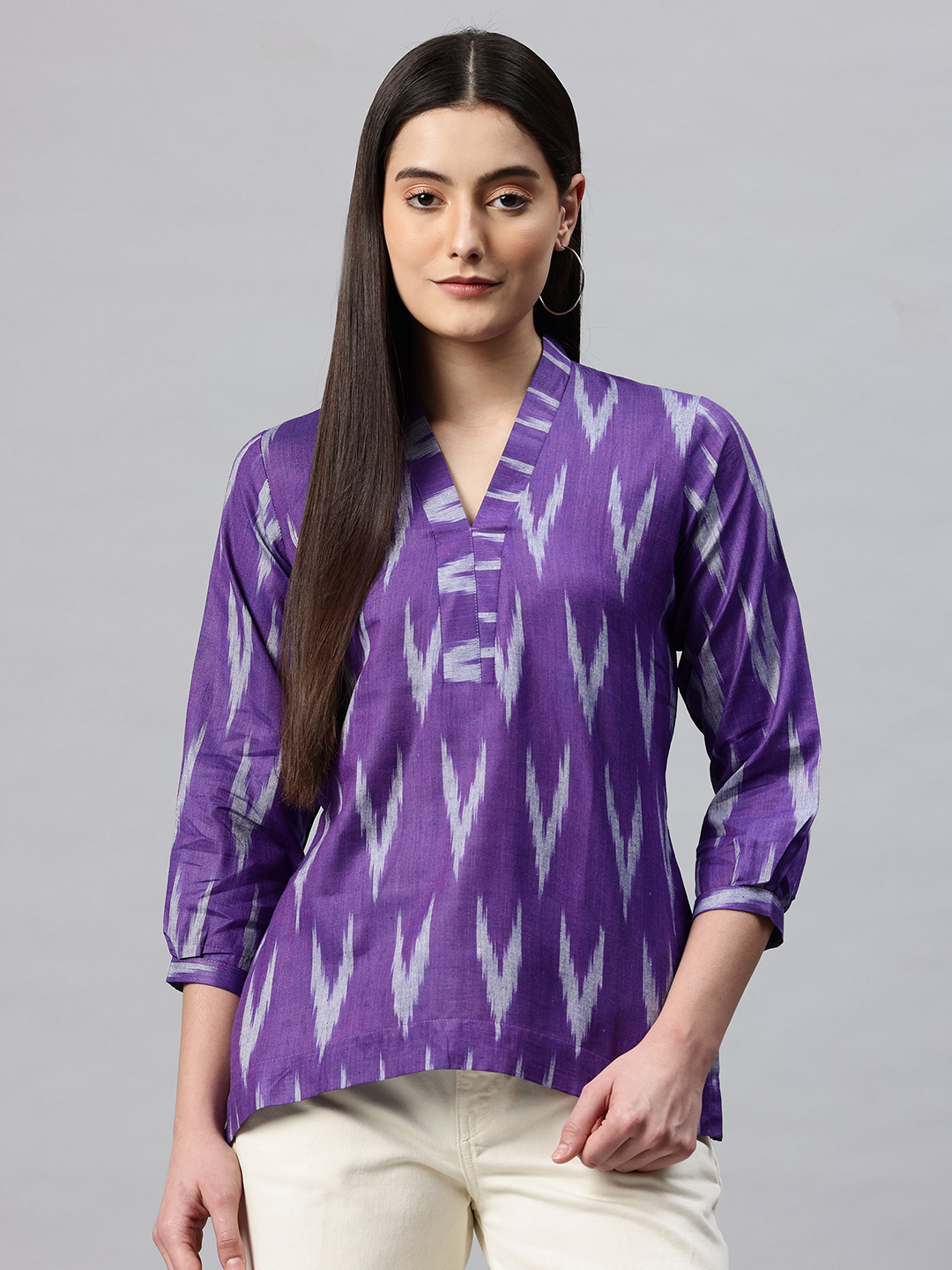 One Femme Women's Ikat Printed Top