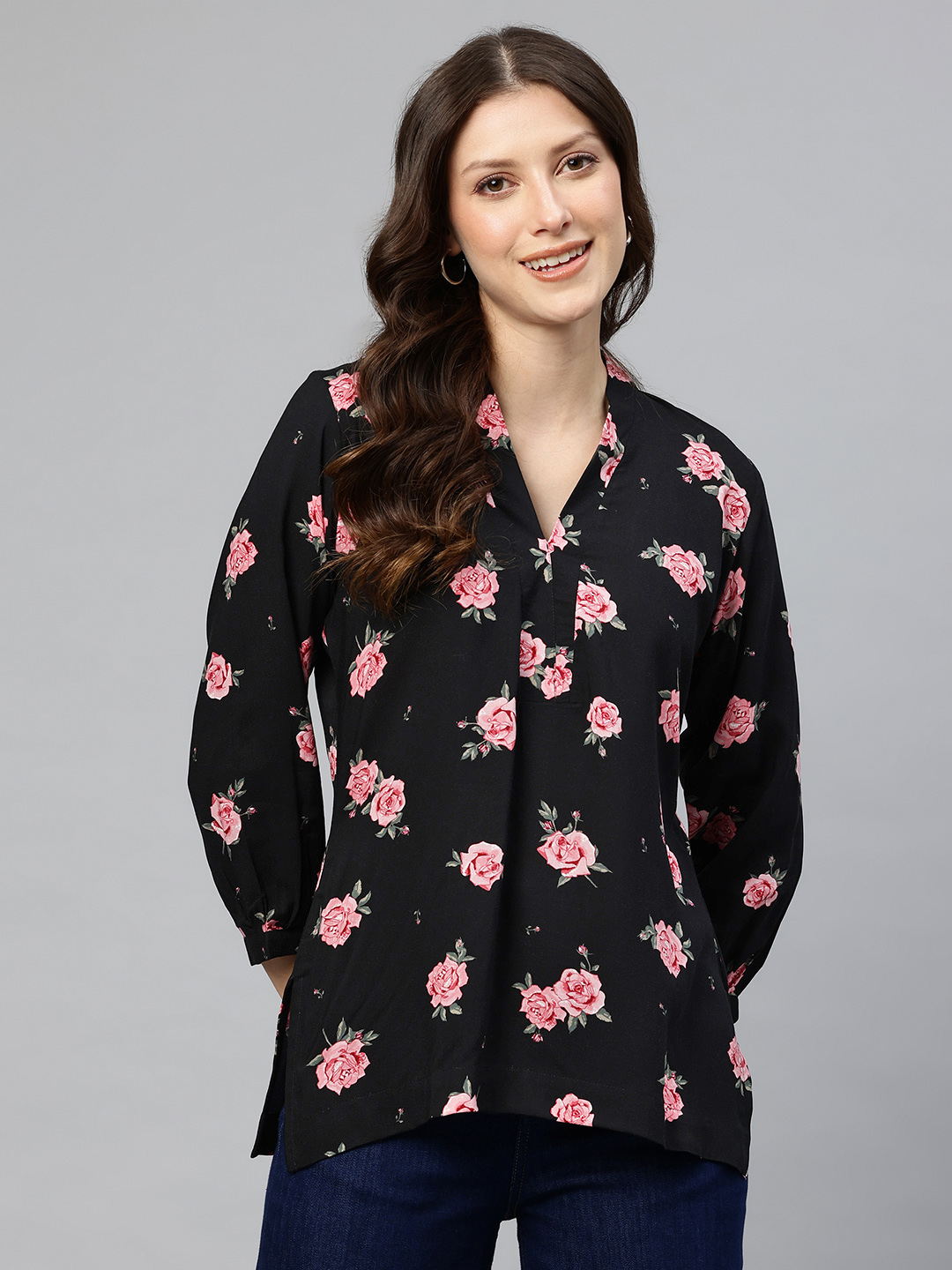 One Femme Women's Trendy Rayon V-Neck Top