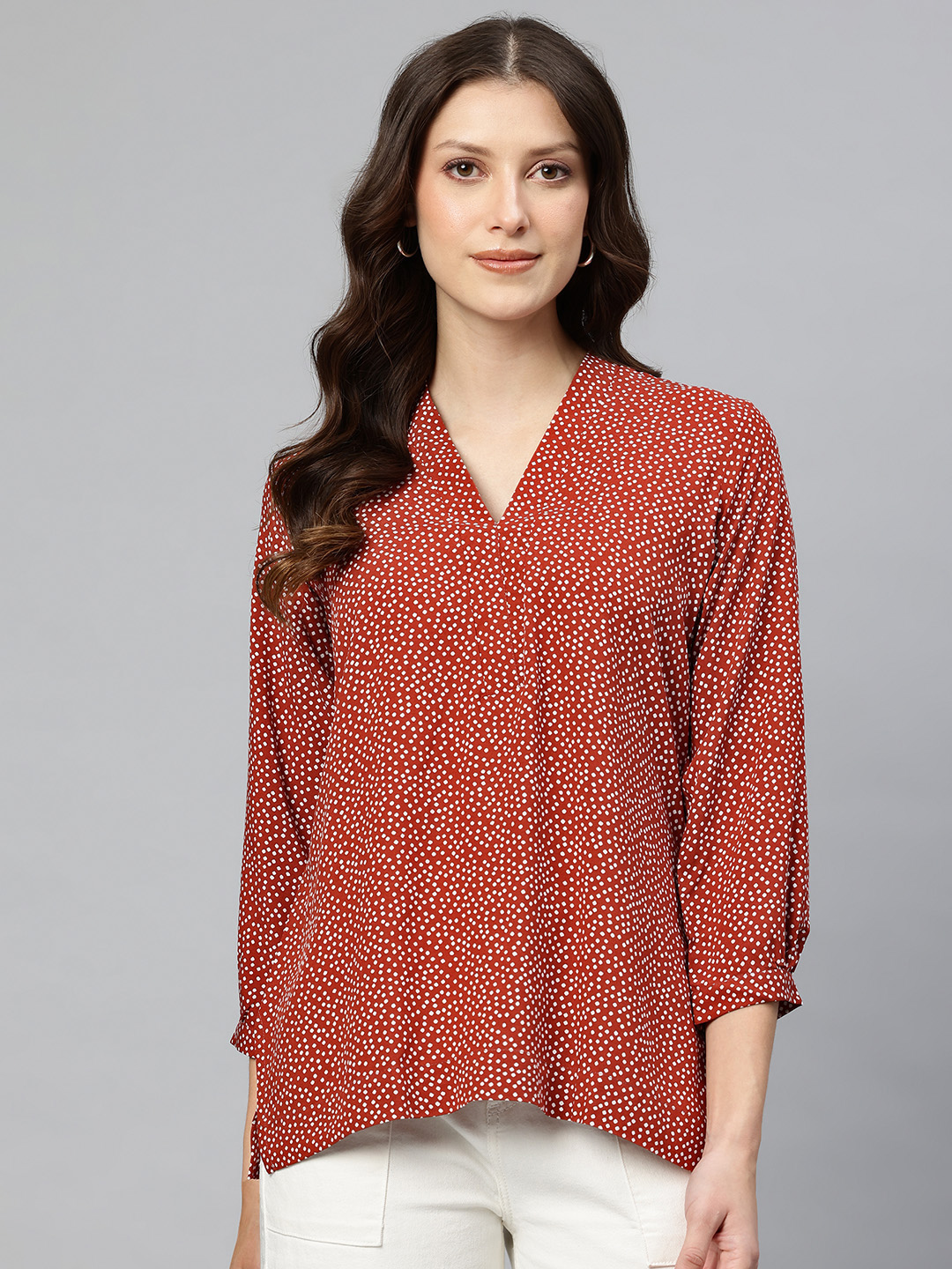 One Femme Women's Trendy Rayon V-Neck Top