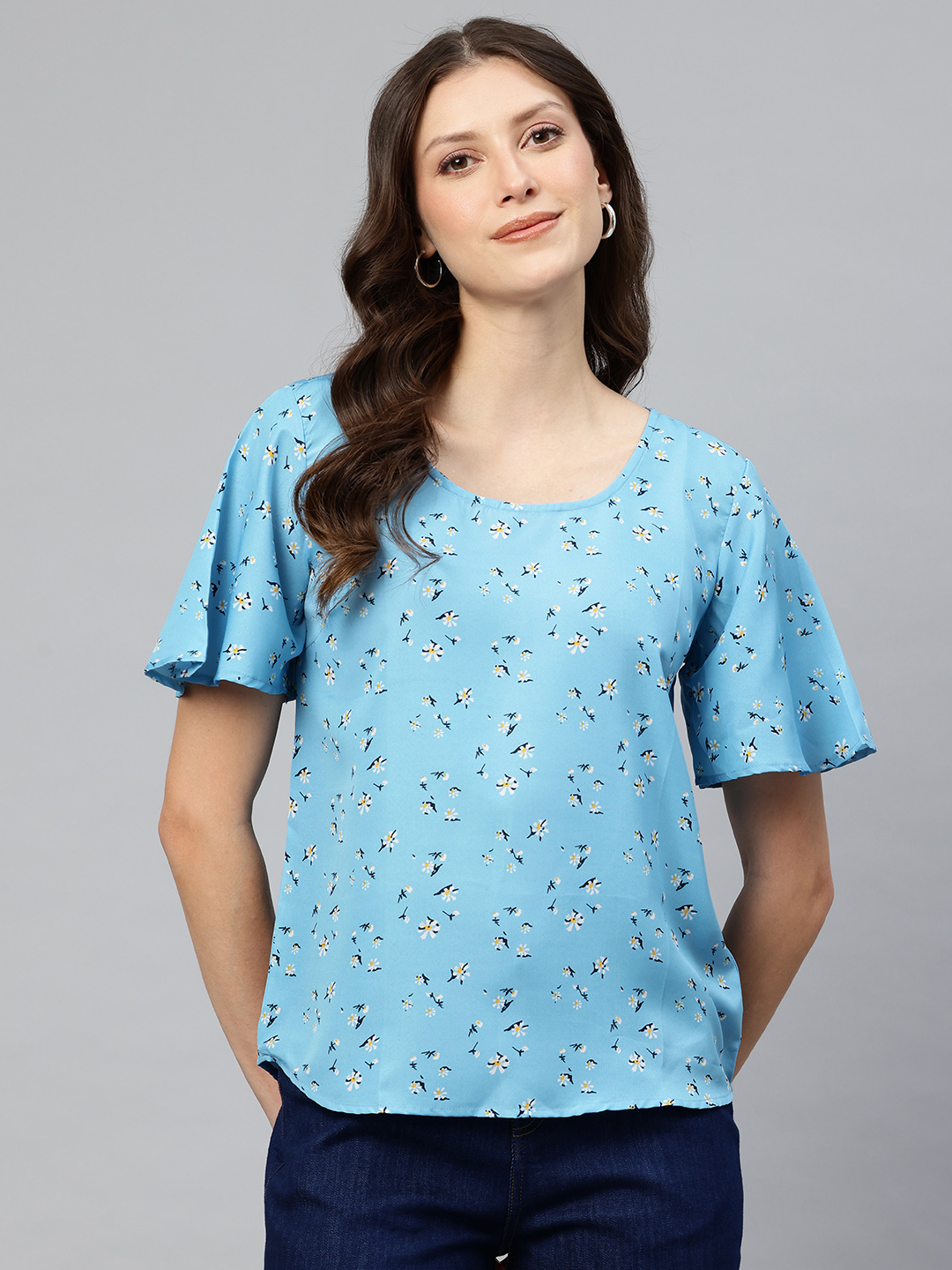 One Femme Women's Floral Short Bell Sleeves Top 🌸